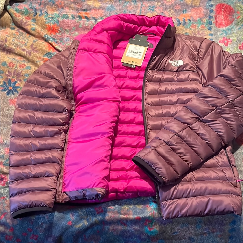 Stylish Purple Puffer Jacket with Pink Interior